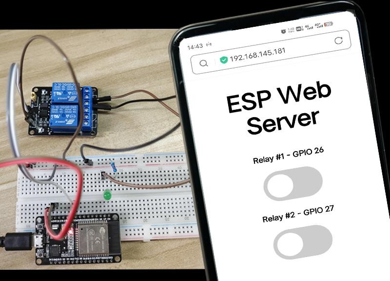 Interface Web assíncrona com botões estilizados para controle do relé