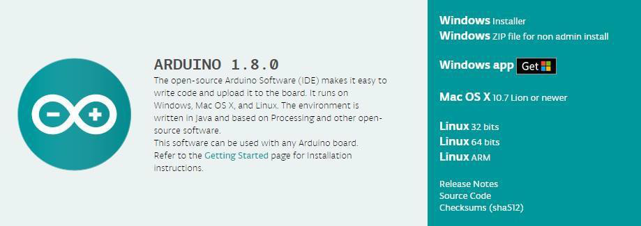 Página de download oficial da Arduino IDE