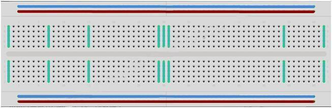 Estrutura interna e linhas de conexão de uma matriz de contatos MB-102