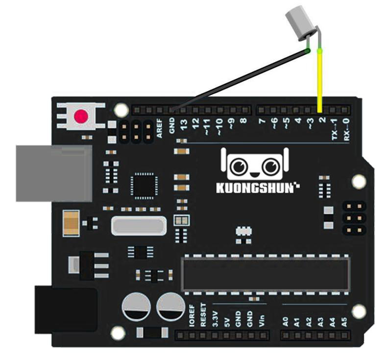 Diagrama de fiação direta da chave de inclinação conectada à placa Arduino