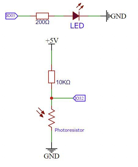 Montagem prática do poste de luz inteligente acionado por luminosidade na protoboard