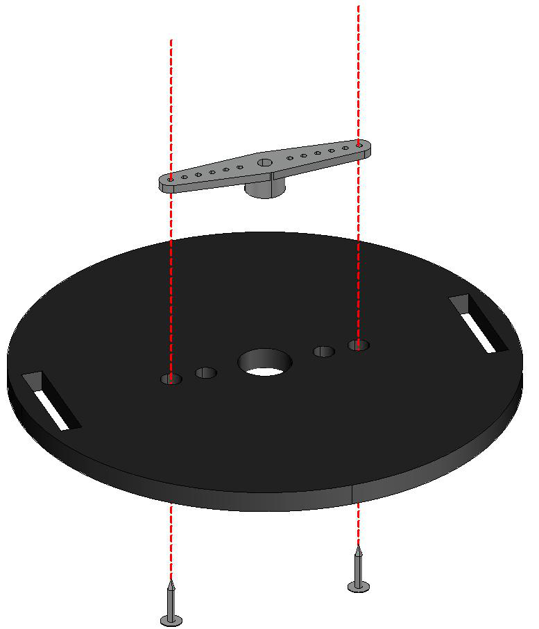 Passo 5: cruzeta fixada ao suporte de disco com parafusos autorroscantes